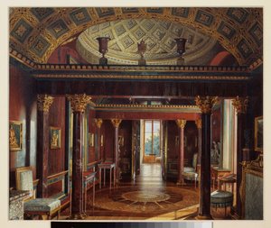 La Sala de Ágata (Ágata) (o Gabinete de Jaspe), en el Gran Palacio de Tsarkoye Selo. Obra de Luigi Premazzi (1814-1891), acuarela sobre papel de Luigi Premazzi