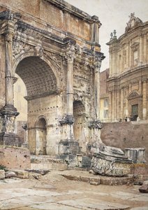 El Arco de Septimio Severo en Roma, de Luigi Bazzani (1836-1927). Óleo sobre lienzo. de Luigi Bazzani