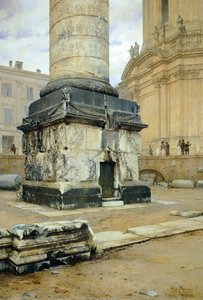 Columna de Trajano en Roma, de Luigi Bazzani (1836-1927). Óleo sobre lienzo 70,5x103 cm. de Luigi Bazzani