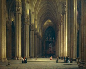 Interior de la Catedral de Milán (Duomo de Milán), por Luigi Bisi (1814-1886)
