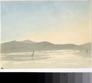 Vista de un lago al amanecer de Luigi Garibbo