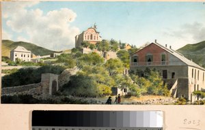 Vista de la colina y la iglesia de Oregina, Génova de Luigi Garibbo