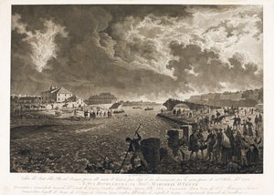 Vista del puente Pila en Génova, después de la inundación del torrente Bisagno el 26/10/1822 (Aguafuerte, c.1822) de Luigi Garibbo