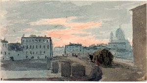 Vista del puente de la Carraia, Florencia (Acuarela) de Luigi Garibbo