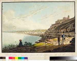 Vista del distrito de Sampierdarena al oeste de Génova, desde el faro (Aguafuerte, c.1813-1814) de Luigi Garibbo