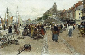 Mercado junto a un puerto