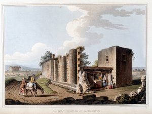 Templo antiguo en Agrigento en Italia. En “Vistas en los dominios otomanos, en Europa, en Asia, y algunas de las islas del Mediterráneo” de los dibujos originales tomados por Luigi Mayer, Londres de Luigi Mayer