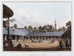 Campamento en Borgas. en “Vistas en los dominios otomanos, en Europa, en Asia, y algunas de las islas del Mediterráneo” de los dibujos originales tomados por Luigi Mayer, Londres de Luigi Mayer