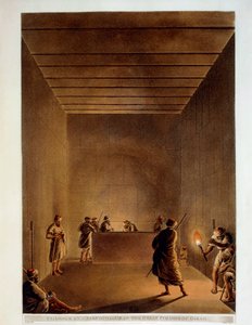 Egipto, Habitación y sarcófago de la Gran Pirámide de Giza, grabado de "Vistas" de Luigi Mayer de Luigi Mayer
