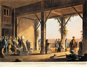 Antigüedades egipcias en el patio de una casa de Boulaq de Luigi Mayer