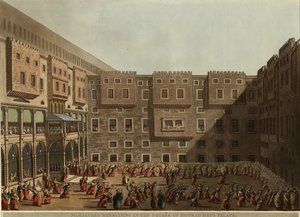 Mamelucos ejercitándose en la plaza del Palacio de Murad Bey, 1802 de Luigi Mayer