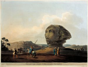 Cabeza de esfinge en Egipto de Vistas en Egipto por Luigi Mayer, grabado de Luigi Mayer