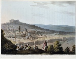 Vista de Jerusalén tomada desde el Monte de los Olivos - grabado de Luigi Mayer