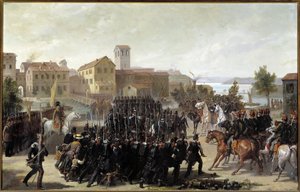 La captura de la ciudad de Peschiera del Garda por los piamonteses, 30 de mayo de 1848 de Luigi Morgari