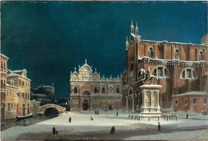 Vista nocturna de Campo dei Santi Giovanni e Paolo, 1850