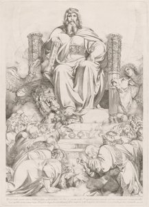Y he aquí un trono colocado en el cielo... (Dios el Hijo en Majestad en el Trono Rodeado por las Cuatro Criaturas y Adorado por los Veinticuatro Ancianos) de Luigi Sabatelli I