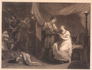 Troilo sorprende a Crésida y Diomedes. De William Shakespeare "Troilo y Crésida", acto 5, escena 2