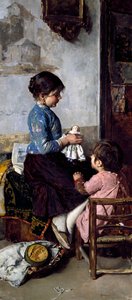 Días felices, pintura de Luigi Serena (1855-1911), óleo sobre lienzo de Luigi Serena