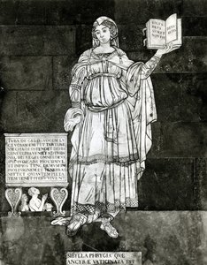 Detalle del pavimento que representa a la Sibila Frigia (mármol) de Luigi di Rugieri