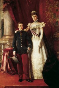 Retrato de Alfonso XIII (1886-1941) y María Cristina de Teschen, conocida como María Cristina de Habsburgo (1858-1929), Archiduquesa de Austria