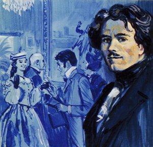 Eugene Delacroix envía su cuadro y causa sensación en París (litografía en color) de Luis Arcas Brauner