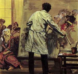 Eugene Delacroix pasó año y medio pintando "La masacre de Scio" (litografía en color)