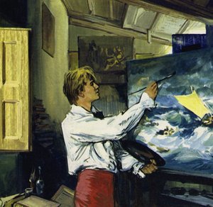 Turner convirtió en grandes cuadros los bocetos de sus viajes por Gales y la isla de Wight (litografía en color) de Luis Arcas Brauner