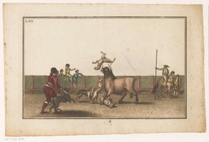 Toro atacado por perros Colección de las principales suertes de una corrida de toros (título de la serie) Colección de las maniobras taurinas más importantes (título de la serie)