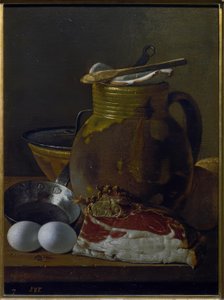 Bodegón con jamón, huevos y vasijas de Luis Meléndez