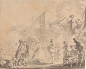 Baile en una plaza del pueblo de Luis Paret y Alcazar