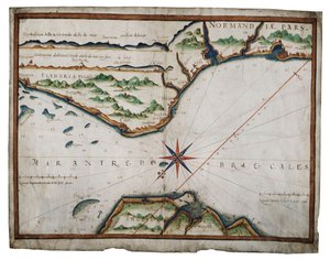 Carta del estrecho de Dover, c.1587-88 (acuarela sobre vitela) de Luis Teixeira