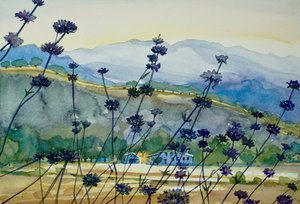 Vista de la montaña de lavanda de Luisa Millicent