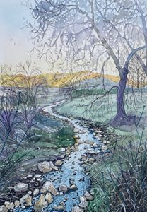 Amanecer en el arroyo serpenteante de Luisa Millicent