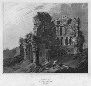 Interior de Lindisfarn, Extremo Oeste (grabado) de Luke (after) Clennell