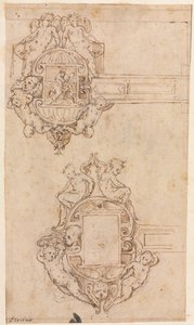Diseño para bisagras decorativas, mediados de 1500s de Luzio Romano