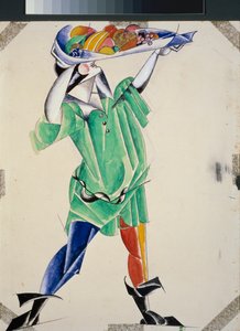 Traje preparatorio para la obra "Romeo y Julieta" de William Shakespeare (1564-1616). Obra de Lyubov (Lioubov) Sergeyevna Popova (1889-1924), gouache y tinta sobre papel de Lyubov Sergeevna Popova