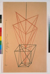 Geranios en maceta. Boceto para la obra ""Le cocu magnificient"" de Fernand Crommelynck (1886-1970). Obra de Lyubov (Lioubov) Sergeyevna Popova (1889-1924), lápiz sobre papel