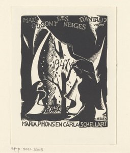 Saludos de Año Nuevo para 1947 de Carla, Mária y Phons Schellart de M. Bosch