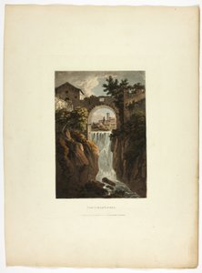 Cascada de Tívoli, lámina treinta y nueve de las Ruinas de Roma de M. Dubourg