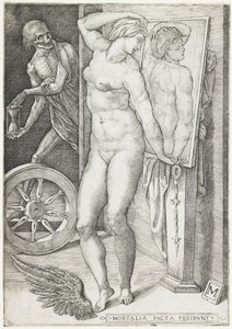 La muerte sorprendiendo a una mujer, c.1490-c.1540 (grabado) de M Master