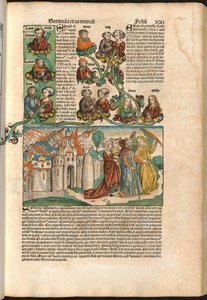 Árbol genealógico de Labán, extraído de la Crónica de Núremberg de Hartmann Schedel (1440-1514) impresa en 1493 (xilografía)