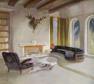 Interiores de los años 30: Sala de fumar en una casa de campo