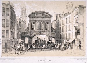 Temple Bar, Londres, c1845 de M and N Hanhart