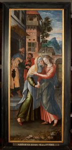 Adoración de los Magos, Tríptico, Panel izquierdo: Vida de la Virgen, (detalle) de Maarten de Vos