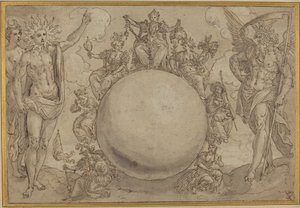 Apolo, Diana y el Tiempo con las vicisitudes cíclicas de la vida humana de Maarten de Vos