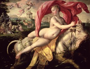 El rapto de Europa, c.1590 (óleo sobre tabla de roble) de Maarten de Vos