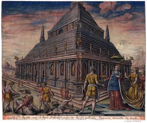 El Mausoleo de Halicarnaso (de la serie "Las Ocho Maravillas del Mundo") de Maarten van (after) Heemskerck