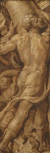 Sansón destrozando los pilares del Templo de Maarten van Heemskerck (signed by artist)
