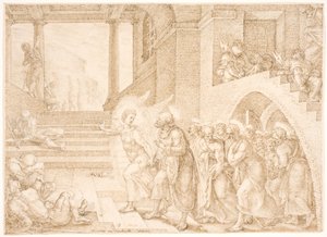Los apóstoles liberados de la cárcel por un ángel de Maarten van Heemskerck