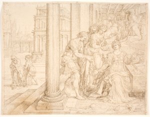Ester preparándose para interceder por los judíos de Maarten van Heemskerck
